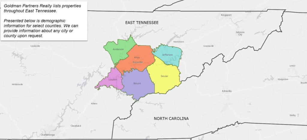 Map of the Knoxville and East Tennessee