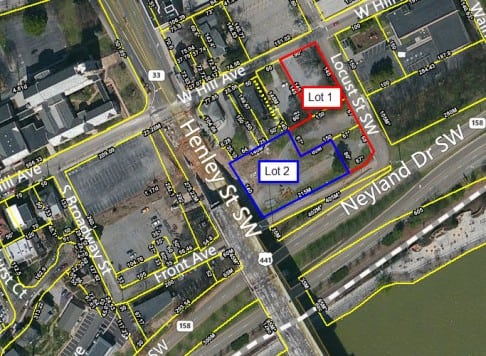 Aerial map, 608 hill ave., Knoxville, TN