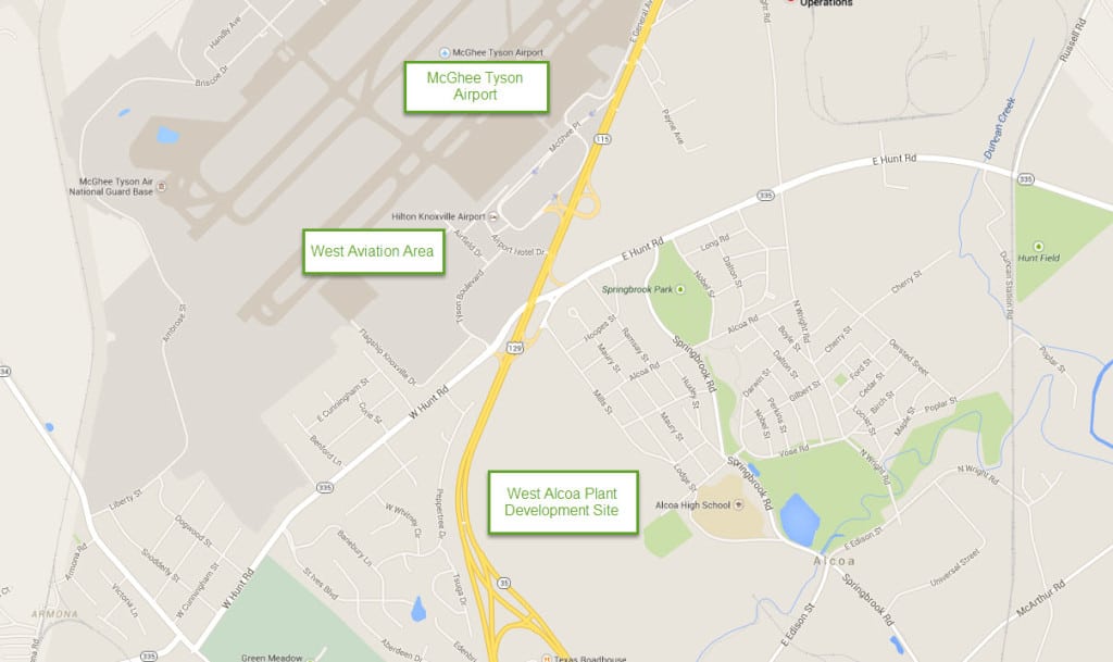 map of development sites in alcoa, tenn.