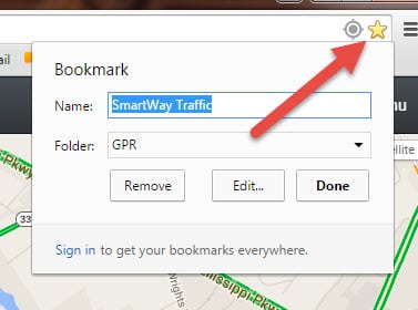 picture showing how to set a bookmark in chrome