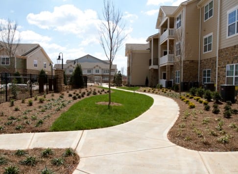 apartment complex with new landscaping